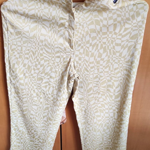 Vintage set with shiny gold and beige fabric, top M and capri XXL