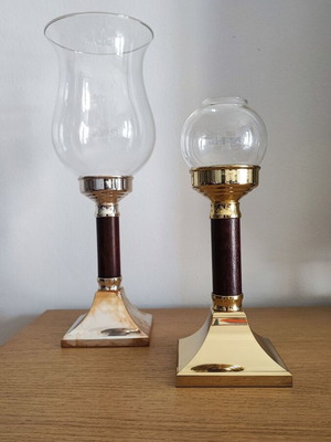 Quist W.Germany retro candlesticks set of 2 used with wooden body