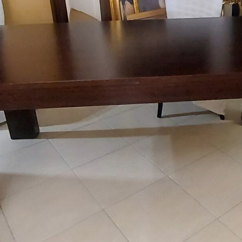 Extendable dining table, wenge finish, artificial oak