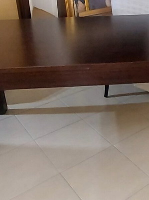 Extendable dining table, wenge finish, artificial oak