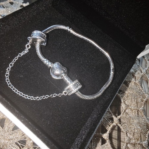 Pandora safety chain bracelet, silver