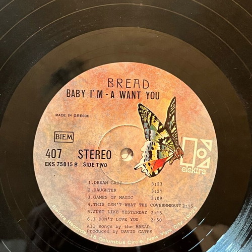 Bread Baby I'm A Want You 1972 LP used, Electra Records