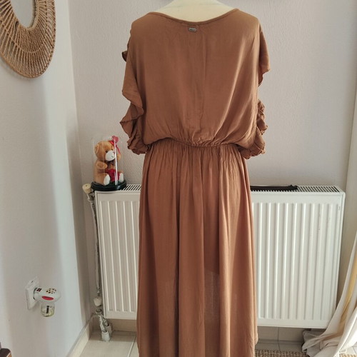 BSB Boho dress camel with lace size S asymmetrical like new