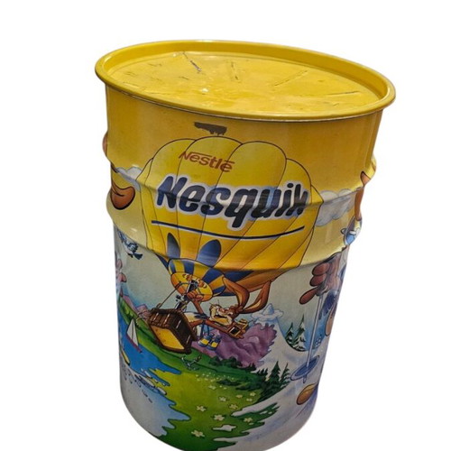 Nesquik metal stool with storage space used