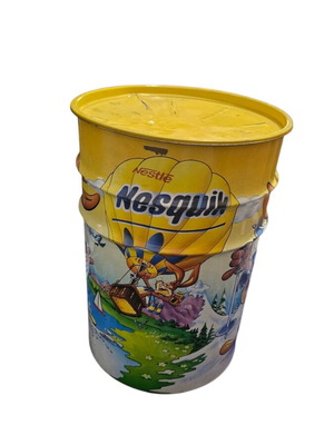 Nesquik metal stool with storage space used