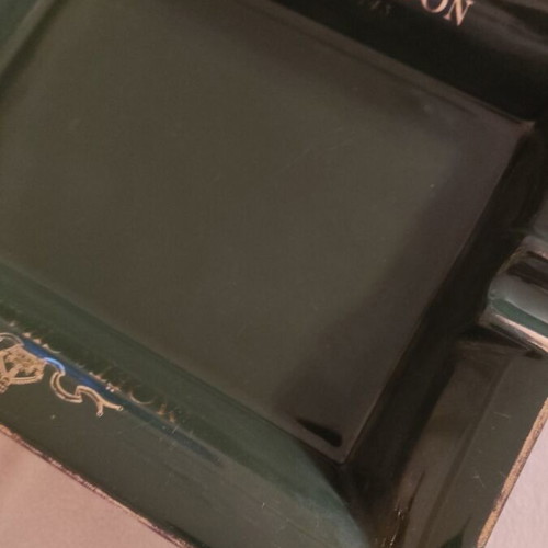 Vintage Moët & Chandon ashtray used, green with gold detail