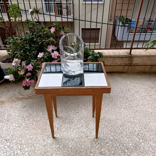 Crystal vase used with engraved leaves, made in Germany