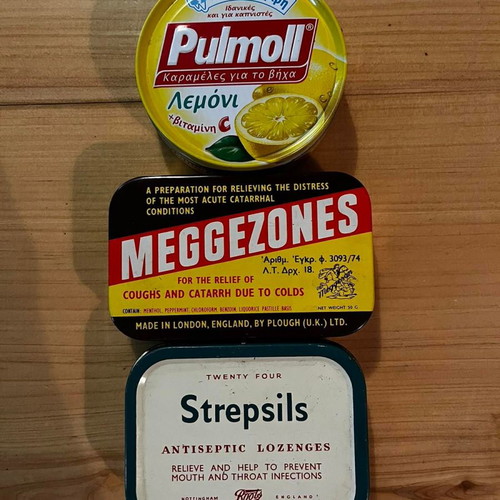 Metal candy tins used, pack of three