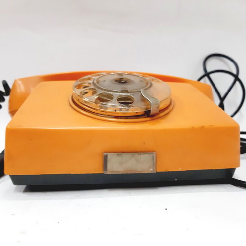 Resprom 4100 vintage rotary phone used, orange, 1980