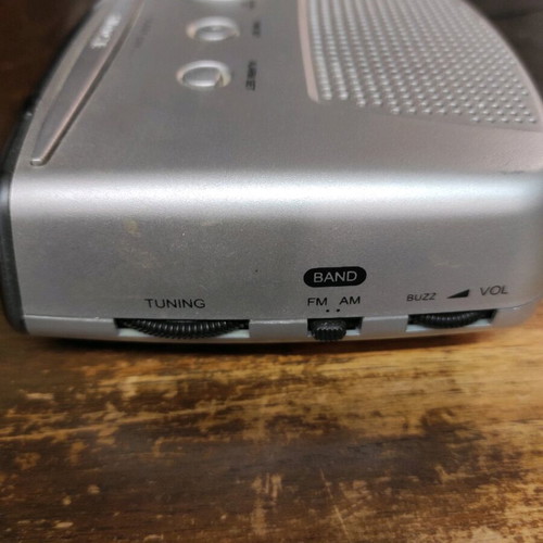 Jaga digital alarm clock used, tabletop with radio