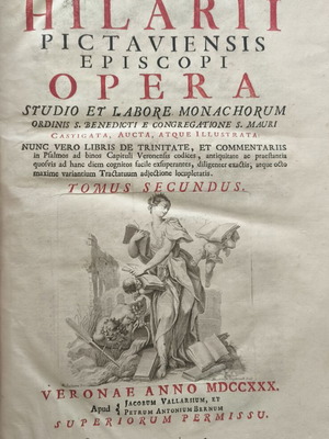 Sancti Hilarii Opera used, large folio parchment edition