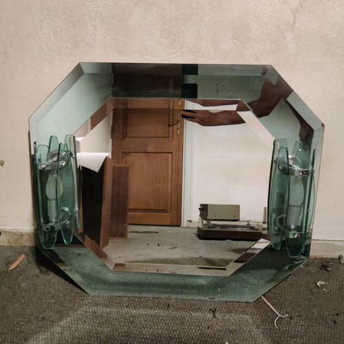 Bathroom mirror with vintage 90s lights like new 70x60cm