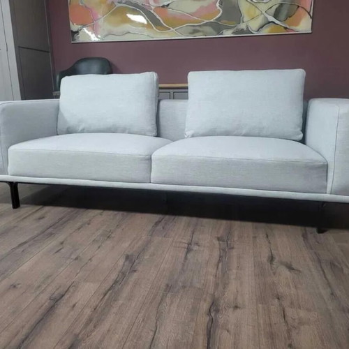 Designer gray fabric sofa three-seater new with metal legs