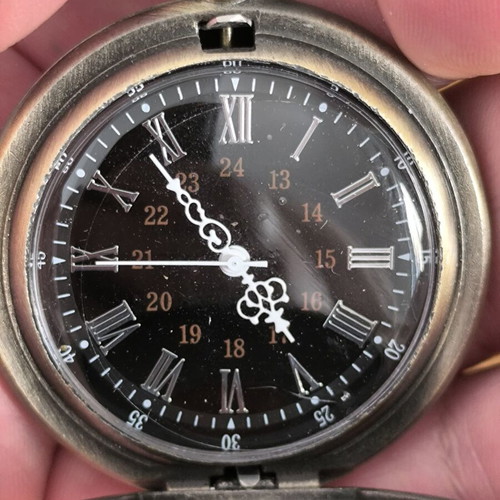 Vintage Pocket Watch Bronze Style Quartz with Chain new