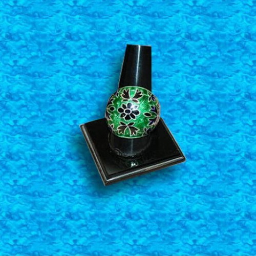 Old Indian Silver Ring with Enamel like new, multicolored