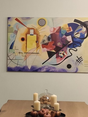 Μεγάλος πίνακας Kandinsky Yellow Red Blue σαν καινούργιος, βαμβακερός καμβάς