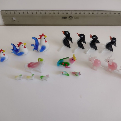 Mini glass animal families used