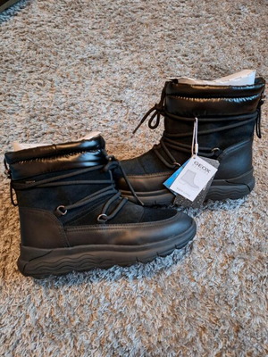Geox Spherica Μποτάκια Καινούργια Μαύρα, Δέρμα και Suede