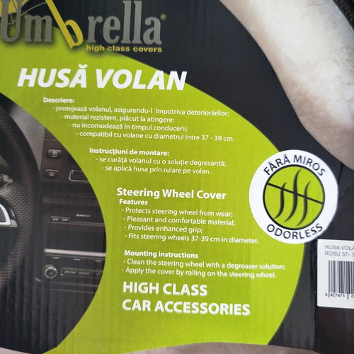 Steering wheel cover with red details, new