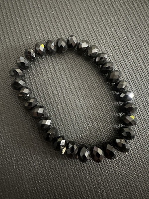 Black Elastic Bracelet with Faceted Crystal Beads like new