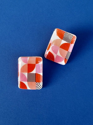 Handmade M-art S-tudio earrings new, white and red