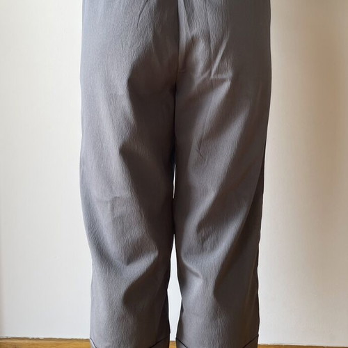 Summer blue-gray pants with print like new, elastic waist, pockets