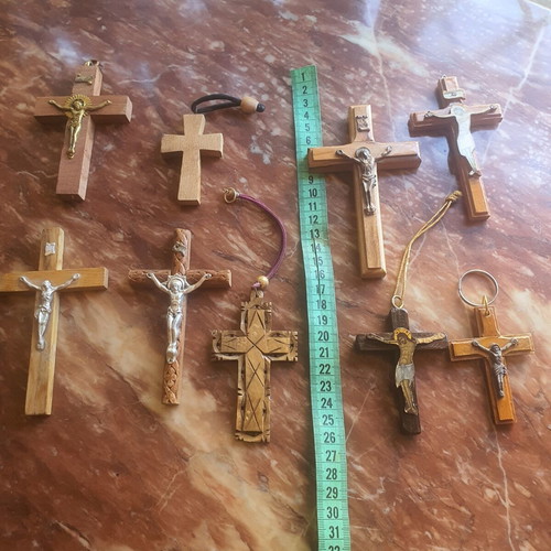 Wooden crosses set, pack of 9