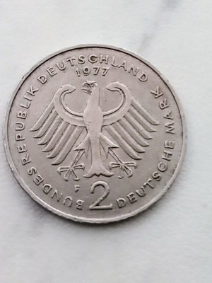 Αναμνηστικό νόμισμα 2 Μάρκα 1977F, Χαλκονικέλιο, Θεόδωρος Χέους