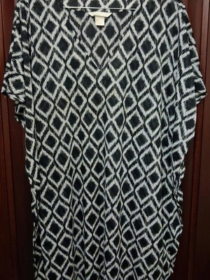 H&M Black & White Oversized Kaftan Tunic Size S Brand New