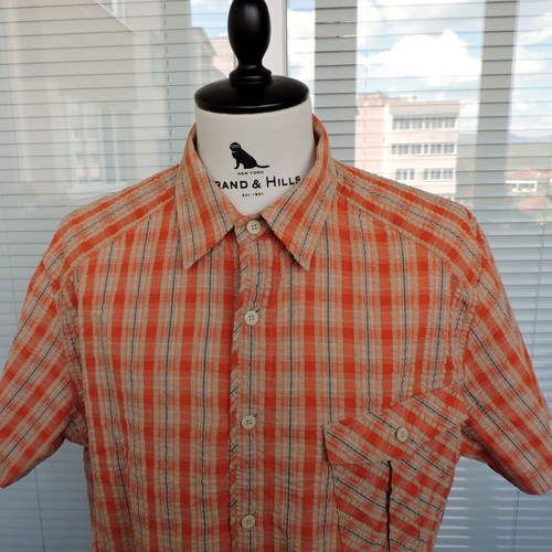 Helly Hansen Mens Short Sleeve Outdoor Shirt XL Orange Beige like new