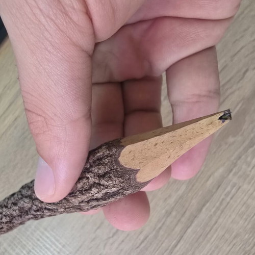 Handmade wooden pencil "Venice" from natural branch like new