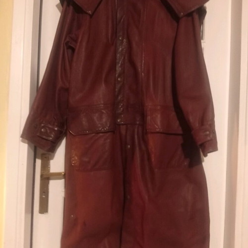 Malboro Classic Brown Leather Riding Trench Coat Like New