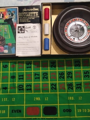 Roulette/ Ρουλέτα Vintage (1970's) Pleasantime,  Pacific Game Company, Wheel Chips Mat , 19€