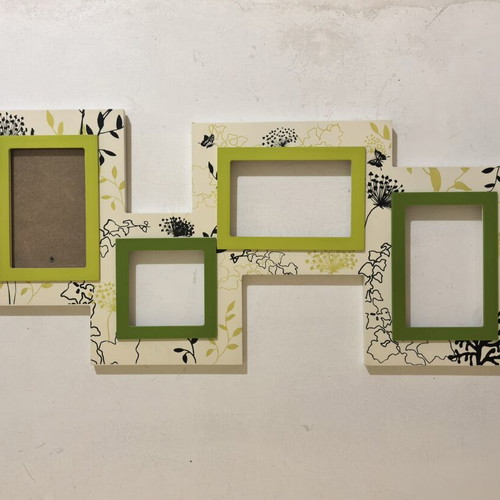 Wooden hanging photo frame with 4 slots, used