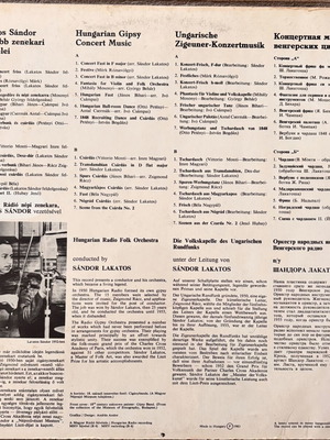 Gipsy Concert Music LP / Gipsy Orchestra of the Hungarian Radio