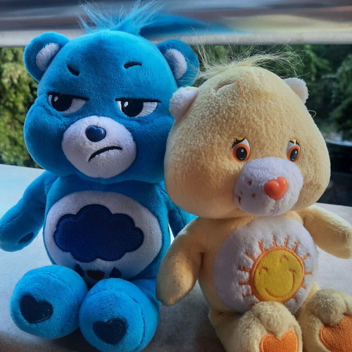 Lot of 2 original Care Bears plush toys (Grumpy & Funshine)