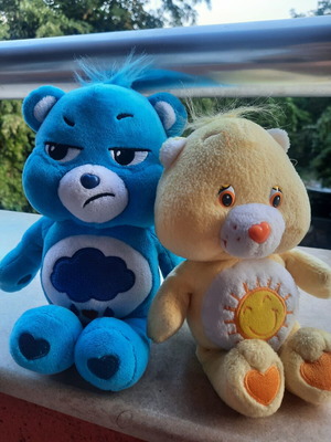 Lot of 2 original Care Bears plush toys (Grumpy & Funshine)