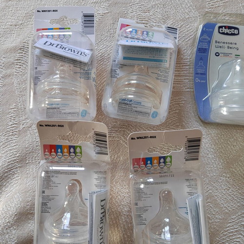 Dr. Brown's Options+ Wide-Neck Nipples and Chicco Sterilizing Tongs New