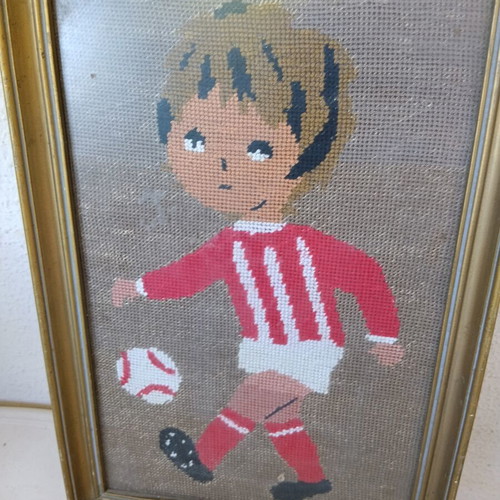 Embroidered framed artwork used 38×25 cm, hand-stitched