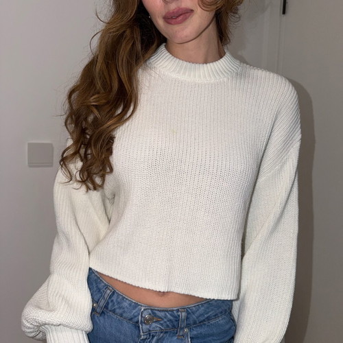 Knit hoodie white creme ASOS like new, size S