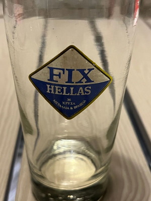 Glass promotional FIX HELLAS glasses used, pack of 13 vintage