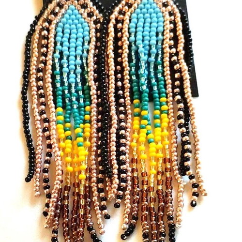 Handmade beaded tassel earrings with colorful beads new