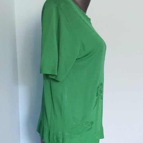 Green silk tunic blouse with flowers