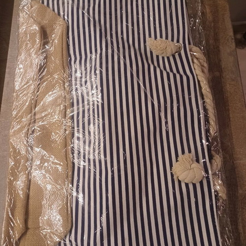 Mykonos Beach Bag New Shoulder White Blue 50x30cm