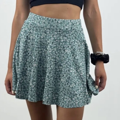 Green floral women's skirt with shorts small like new