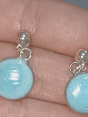 Earrings made of liquid glass turquoise new