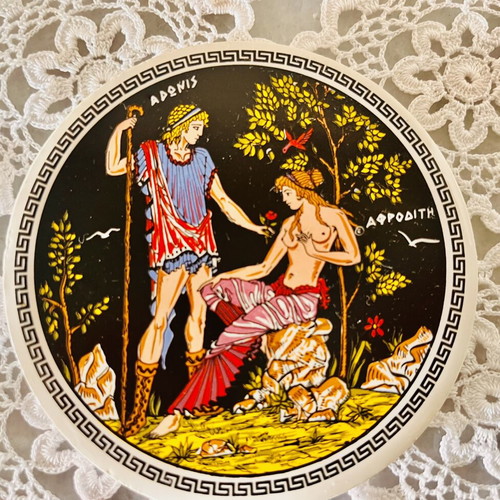 Ancient Greek mythology ceramic coasters used, set of 5