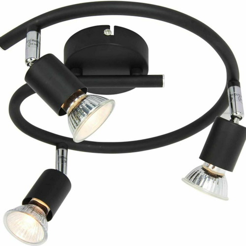Aca Trinity triple spot ceiling light with rotating metal heads, black