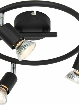 Aca Trinity triple spot ceiling light with rotating metal heads, black