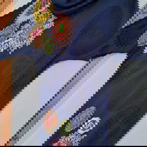 Desigual knitted dress XL like new, blue with colorful mandala patterns